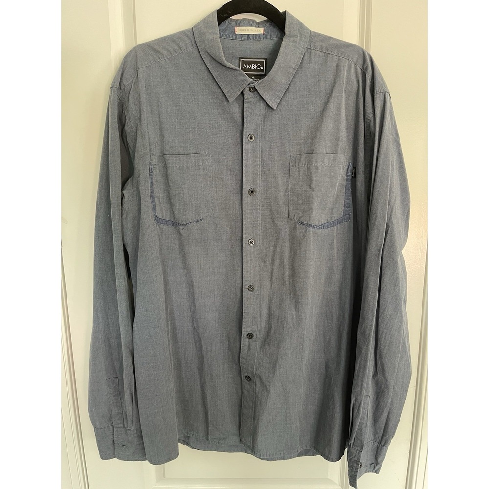 Ambiguous Men's‎ long Sleeve Button Down Shirt , XL, Blue